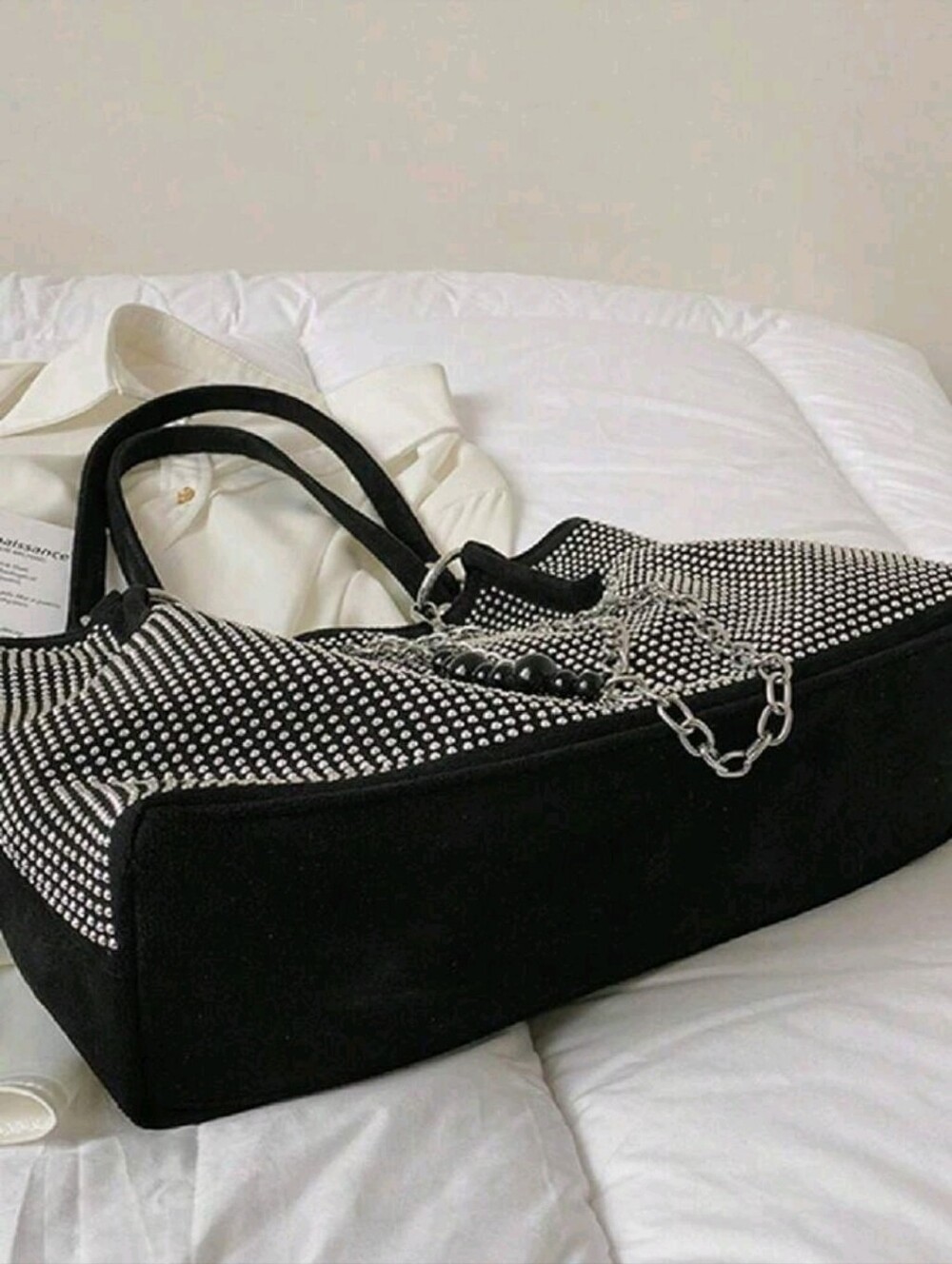 Women Rhinestone Bling Chain Beautiful Sparkly Shoulder Tote - Picture 6 of 7